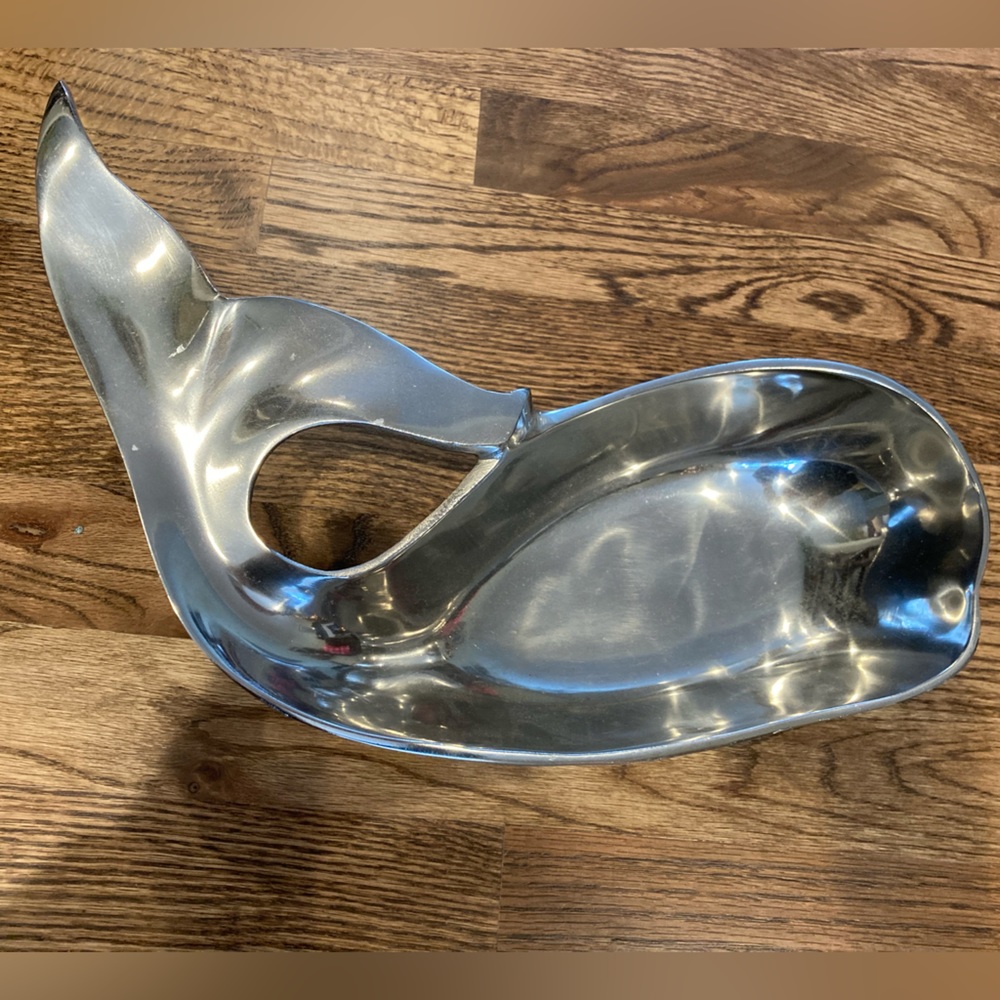 Whale dish. Made in India.  Hammered silver.